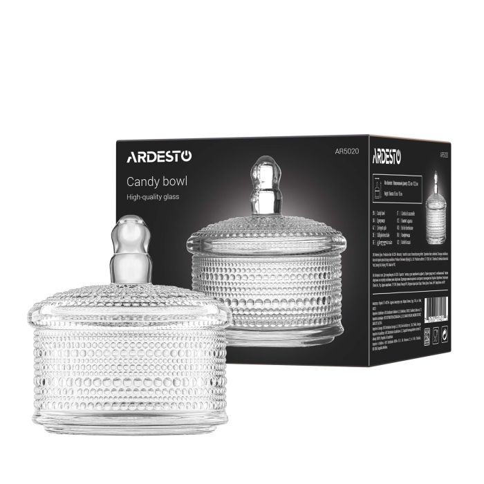 Конфетница Ardesto Verbena, 12.5см, стекло, прозрачный