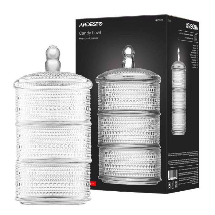 Конфетница Ardesto Verbena, 12.5см, стекло, прозрачный