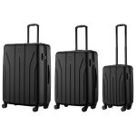 Набор чемоданов Wenger, Oryson 3 в 1, (S,M,L), пластик, 4 колеса, черный