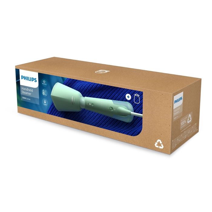 Отпариватель Philips компактный Series 5000, 1400Вт, 120мл, паровой удар -24гр, складная ручка, пластик, серо-зеленый