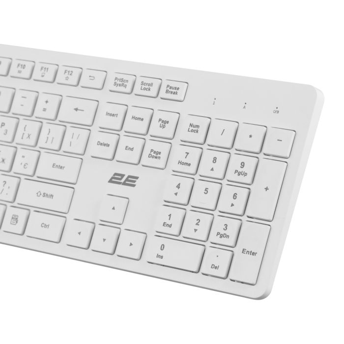 Клавіатура мембранна 2E KS260 106key, WL, EN/UK, білий