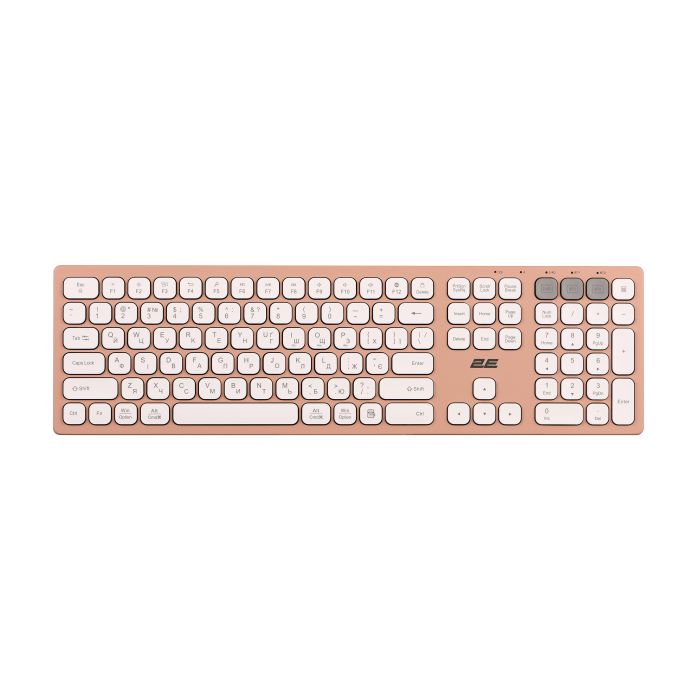 Клавіатура ножнична 2E KS270 109key, WL/BT, EN/UK, рожево-білий