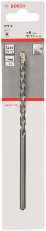 Свердло по бетону Bosch Professional CYL-3, 6х90х150мм SilverPercussion
