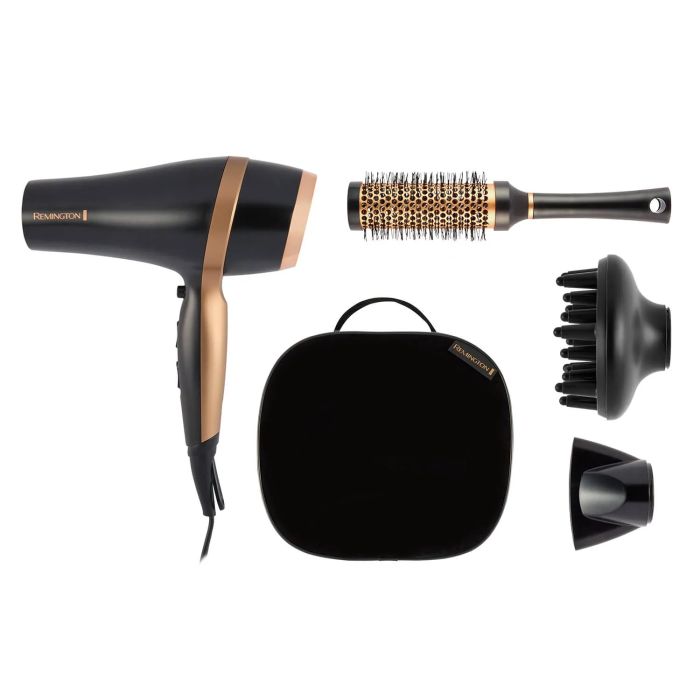 Фен Remington Salon Smooth, 2100Вт, режимов-3, дифузор,расческа, кейс, иониз-я, хол. обдув, , черный