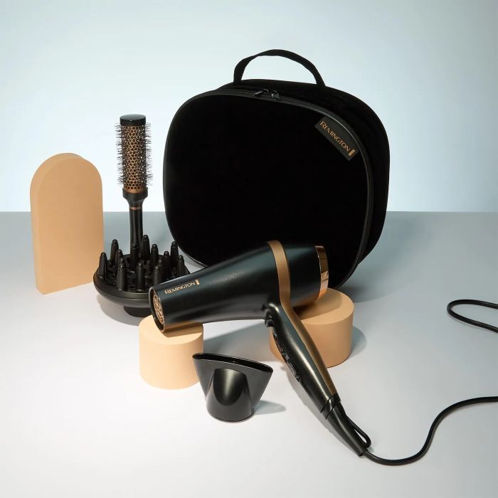 Фен Remington Salon Smooth, 2100Вт, режимов-3, дифузор,расческа, кейс, иониз-я, хол. обдув, , черный