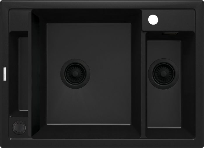 Мийка кухонна Deante Magnetic, граніт, прямокутник, без крила, 690х500х219мм, чаша - 1.5, накладна, черний
