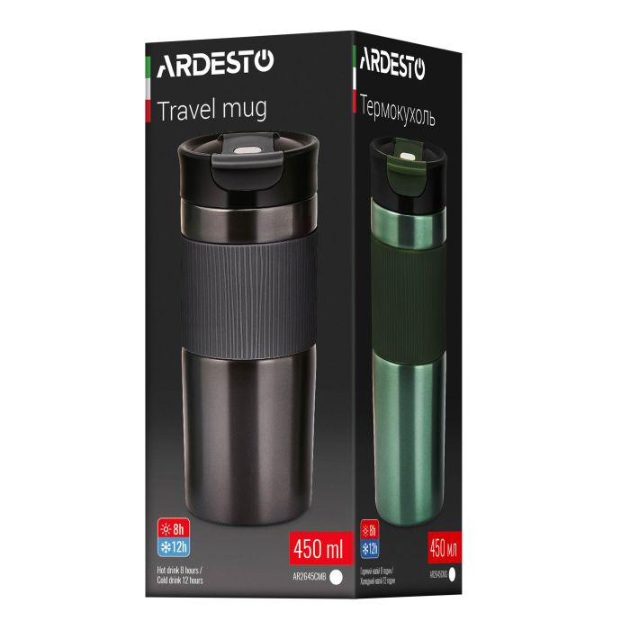 Термочашка Ardesto Comfort 450мл, нержавеющая сталь, чорный