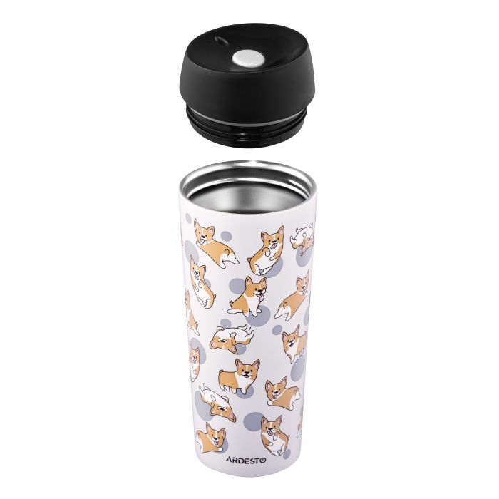 Термокухоль Ardesto Coffee Time Corgi 450мл, нержавіюча сталь, сірий