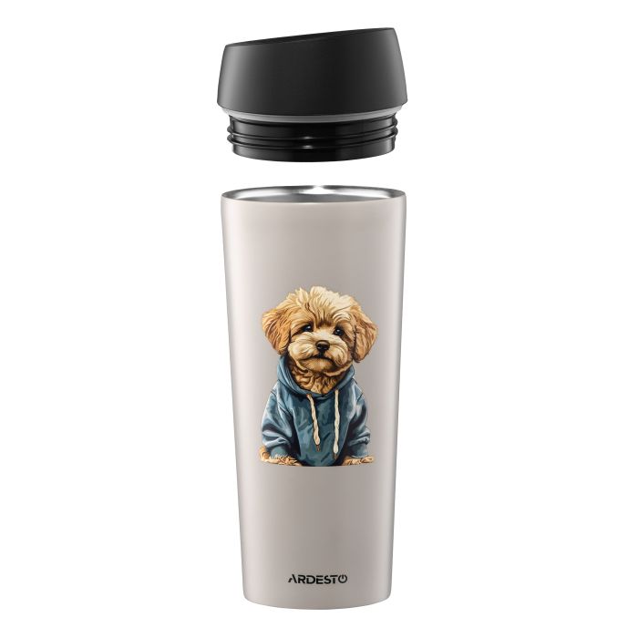 Термокухоль Ardesto Coffee Time Maltipoo 450мл, нержавіюча сталь, бежевий