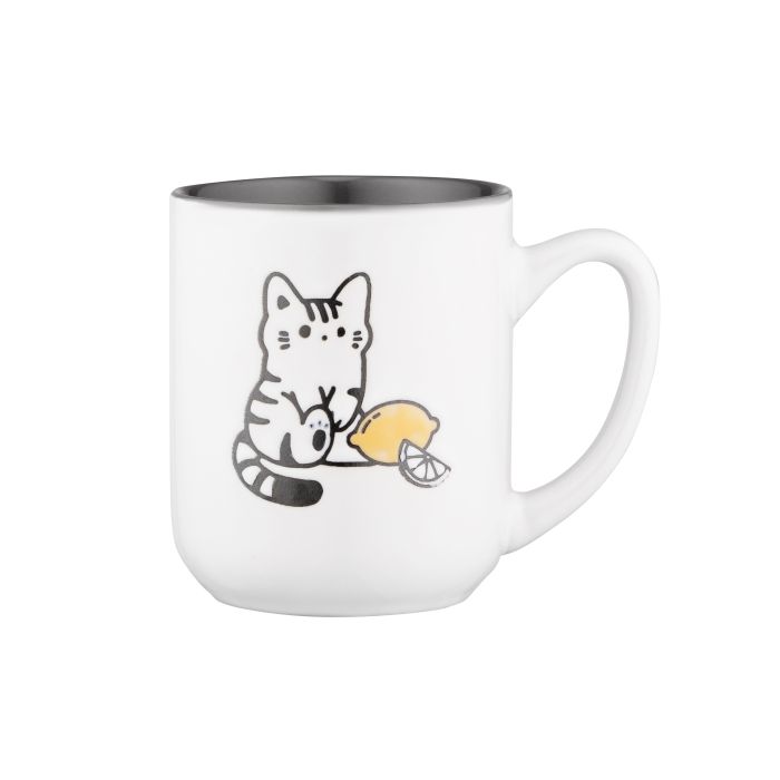Чашка Ardesto Cat, 380мл, керамика, бело-серый