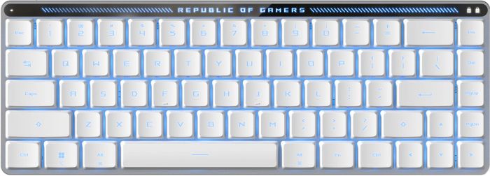Клавиатура механическая ASUS ROG Falchion RX Low Profile, 68key, Red Switch, USB-A/WL/BT, EN/UK, RGB, белый