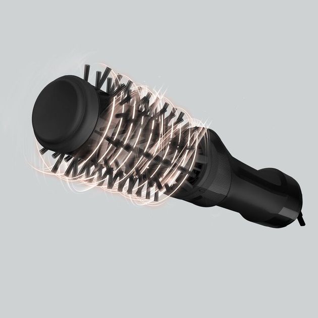 Фен-щетка Rowenta Renewal Brush Active, 1000Вт, режимов-3, иониз-я, хол. обдув, вращ. насадка, 2 насадки, керамика, черный
