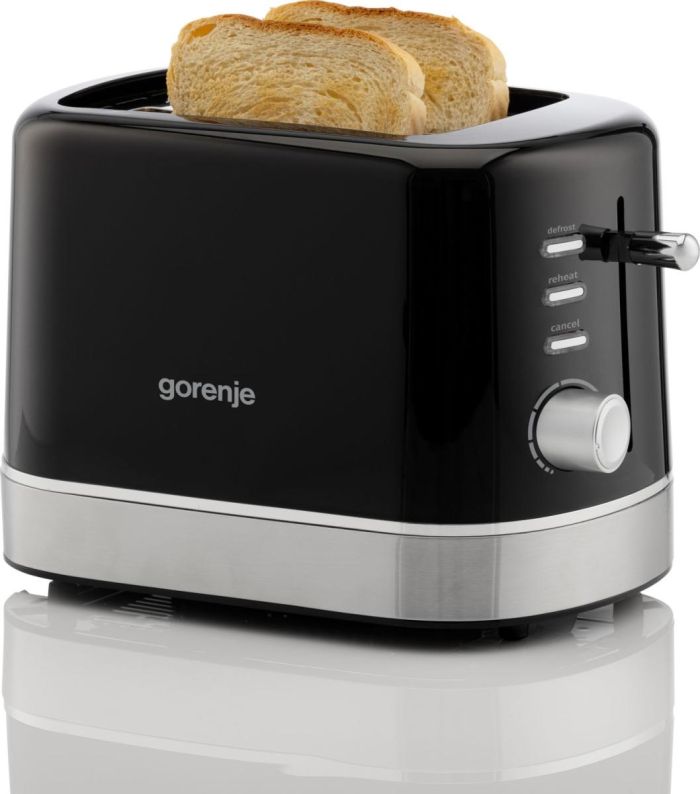 Тостер Gorenje 850Вт, підігрів, розморожування, пластик, чорний