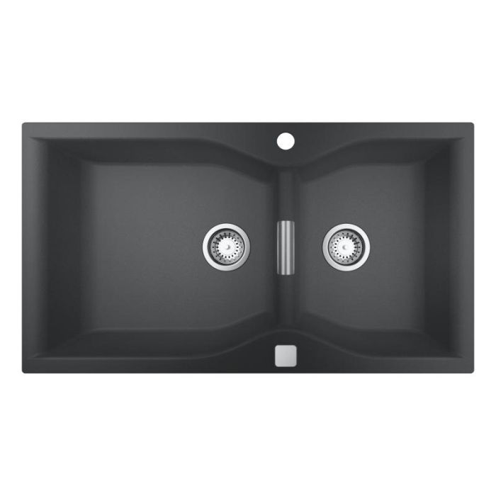 Мийка кухонна Grohe K700, граніт, прямокут., без крила, 900x500x230мм, чаша - 2, врізна, сірий граніт