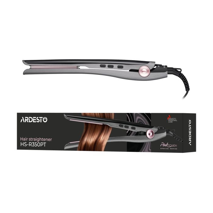 Выпрямитель Ardesto Pink Touch, 32Вт, 110-200C, керамика, серый+розовый