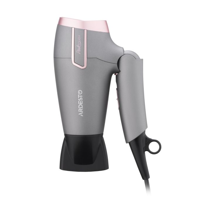 Фен Ardesto Pink Touch, 2000Вт, 2 скорости, 2 темп.режима, складная ручка, серый+розовый