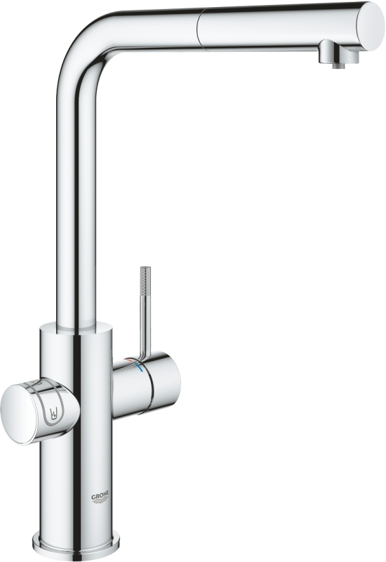 Смеситель  для кухни  Grohe Blue Home,  дл.излива - 223мм,  поворотный, вытяжной,  1 рычаг + сенсор,  хром