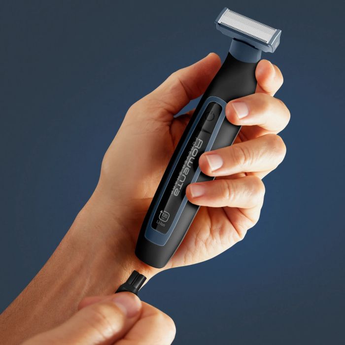 Тример Rowenta Forever Sharp Sport Collection, для бороди і вусів, мережа+акум., роторний мотор, насадок-3, сталь, чорно-синій