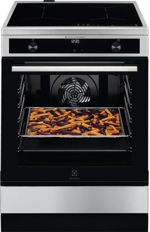 Плита Electrolux электрическая индукционная, 73л, 60x60см, дисплей, конвекция, пар, нерж