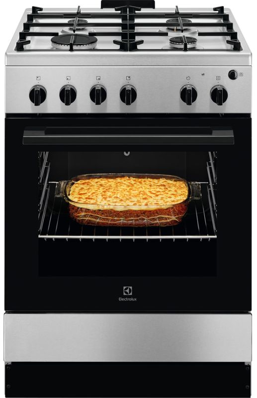 Плита Electrolux газовая, 59л, 60x60см, чугун, нерж