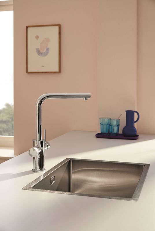 Смеситель для кухни Grohe Blue Pure Minta, дл.излива - 223мм, поворотный/вытяжной, 1+1фильтр, хром