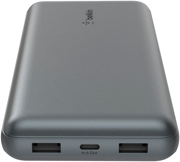 Портативное зарядное устройство Power Bank Belkin 20000мАч, 15Вт, 2хUSB-A/USB-C, серый