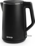Электрочайник Gorenje, 1,5л, 2,200 Вт, корпус- нержав., Strix, матовый, черный
