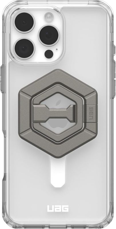 Чехол+магнитное кольцо-держатель UAG для Apple iPhone 16 Pro Max, Plyo MagSafe, Ice White/Titanium Stand