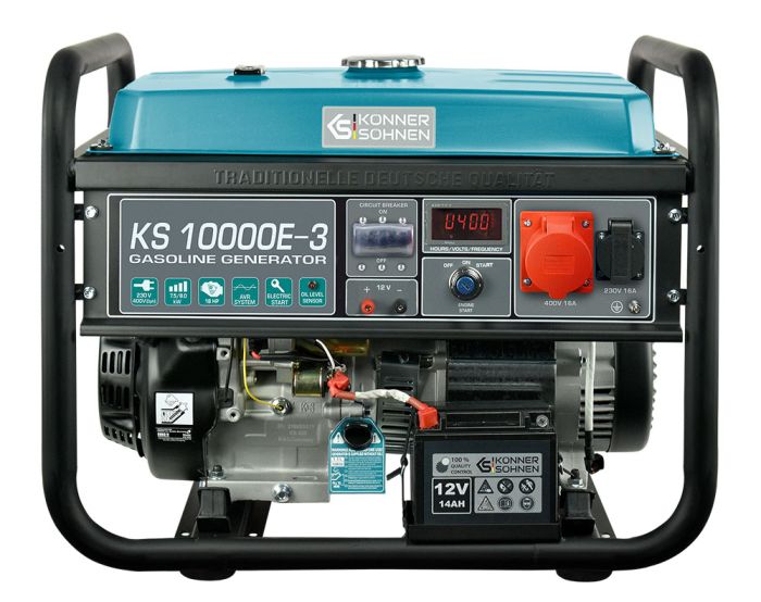 Генератор бензиновый Konner&Sohnen KS 10000E-3, 400В, 7.5кВт, 3 фазы, электростартер, 88кг