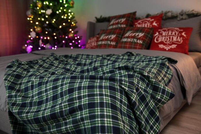 Плед Ardesto Christmas Fleece 130x160см, 100% полиэстер, клетка, зеленый