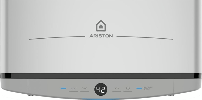 Водонагрівач електр. Ariston плаский слім VELIS TECH 100 EU, 100л, 2*1,5кВт, ун. монтаж, електр. кер-ння, B, Італія, Сірий