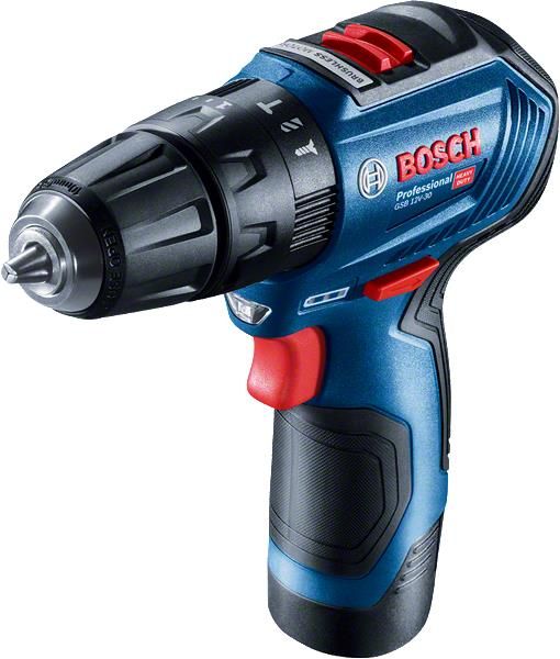 Шуруповерт-дрель ударный аккумуляторный  Bosch GSB 12V-30, 12В 2х2Ач, 18/30Нм, 20+2, 0-420/1600об/мин, кейс, 0.82кг