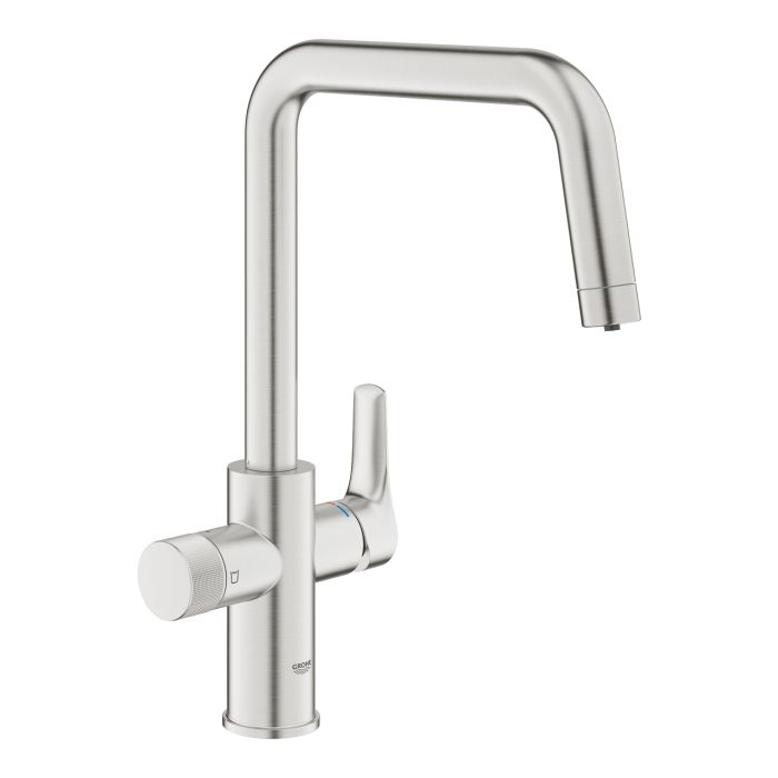 Смеситель для кухни Grohe Blue Pure Start, дл.излива - 223мм, поворотный, 1+1 фильтр, супер сталь