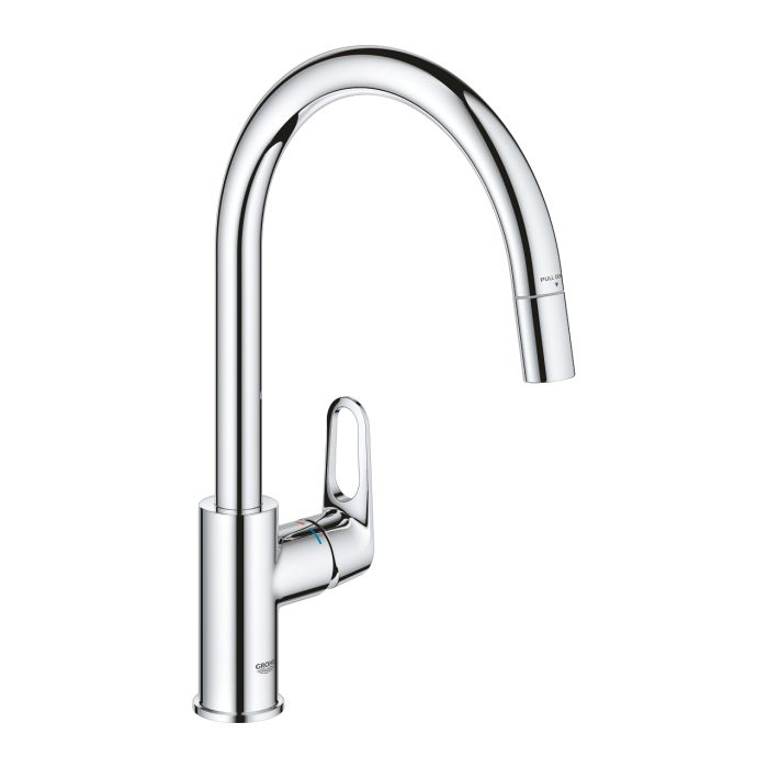 Смеситель для кухни Grohe QuickFix Start Flow, дл.излива - 215мм, поворотный/вытяжной, 1рычаг, хром