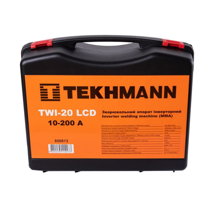 Сварочный аппарат инверторный Tekhmann TWI-20 LCD 200А 9.8кВт 220-230В Hot start 3.5кг