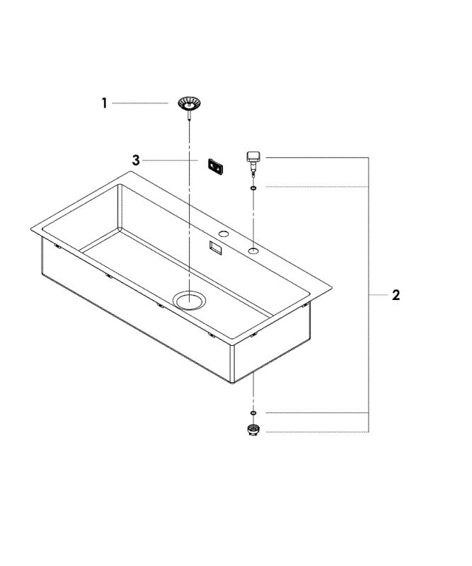 Мийка кухонна Grohe K800, нерж.сталь, прямокут., без крила, 1024x510x200мм, чаша - 1, врізна, нержавіюча сталь