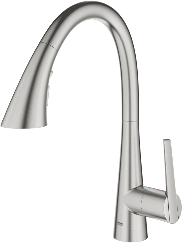 Смеситель для кухни Grohe Scala, дл.излива - 231мм, поворотный/вытяжной, 1рычаг, супер сталь