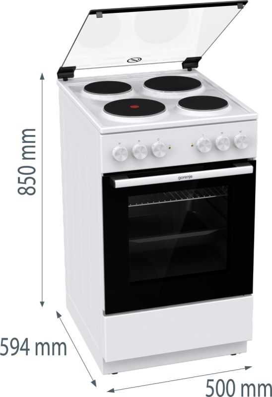 Плита Gorenje электрическая , 68л, 50x60см, гриль, белый