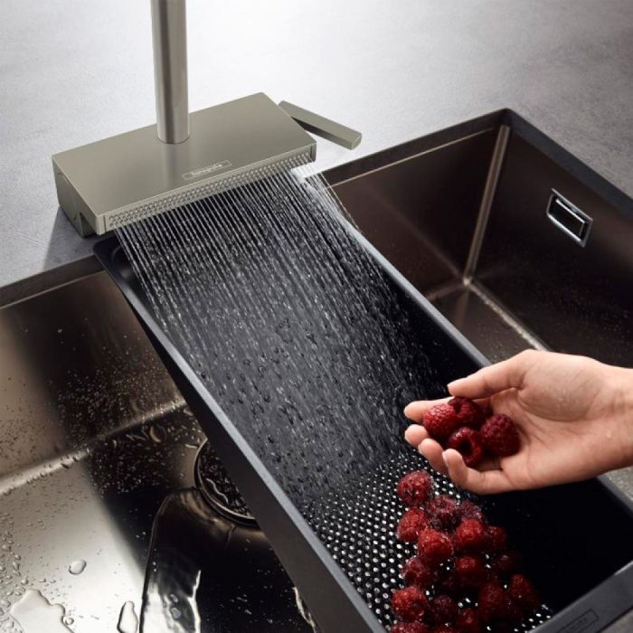 Змішувач для кухні Hansgrohe Aquno Select M81, довж.виливу - 210мм, поворотний, витяжний, 1 важіль, сталь