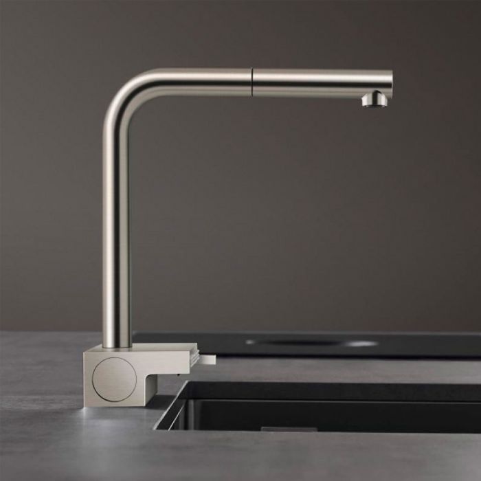 Змішувач для кухні Hansgrohe Aquno Select M81, довж.виливу - 210мм, поворотний, витяжний, 1 важіль, сталь