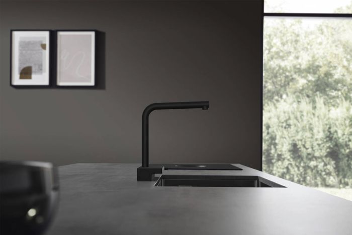 Смеситель для кухни Hansgrohe Aquno Select M81, дл.излива - 210мм, поворотный, вытяжной, 1 рычаг, чорный матовый