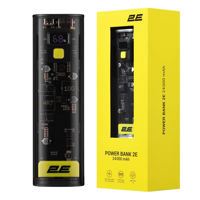 Акумулятор портативний літій-іонний Power Bank 2E Сrystal 24000мА·год, 100Вт