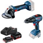 Набір із двох акумуляторних інструментів Bosch Professional 18В шліфмашина кутова GWS180-LI дриль-шурупокрут GSB 18V-50 зарядний пристрій акб 2х4А·год
