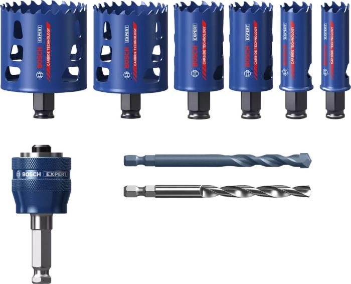Коронки для работы с прочными материалами Bosch Tough Material, 22-68мм, 9 шт.