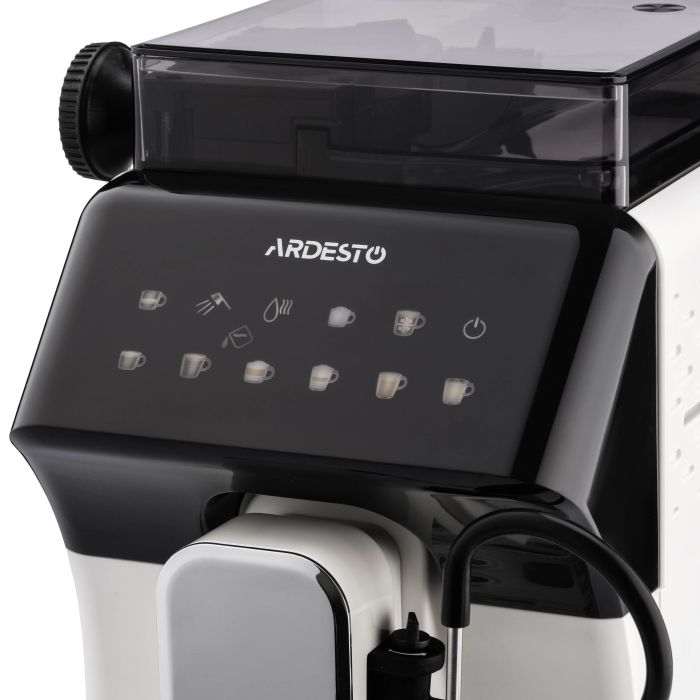 Кофемашина Ardesto, 2л, зерно, автомат.капуч, дисплей, авторецептов -9, бело-черный