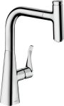 Змішувач для кухні Hansgrohe Metris Select, довж.виливу - 222мм, поворотний, витяжний, важіль + кнопка, хром