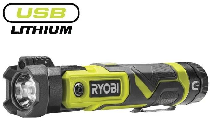 Ліхтар ручний акумуляторний Ryobi USB Lithium RLP4-0 4В 640лм 3 функції освітлення поворотна головка магніт 0.18кг без АКБ та ЗП