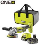Шлифмашина угловая аккумуляторная Ryobi ONE+ RAG18125-1C40S 125мм 18В 1х4А·ч 9000об·мин 2.2кг сумка