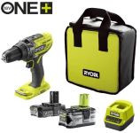 Шуруповерт-дрель ударный аккумуляторный Ryobi ONE+ R18PD3-242S 18В 1х2А·ч 1х4А·ч ЗУ 50Нм 500·1800об·мин 1.3кг сумка