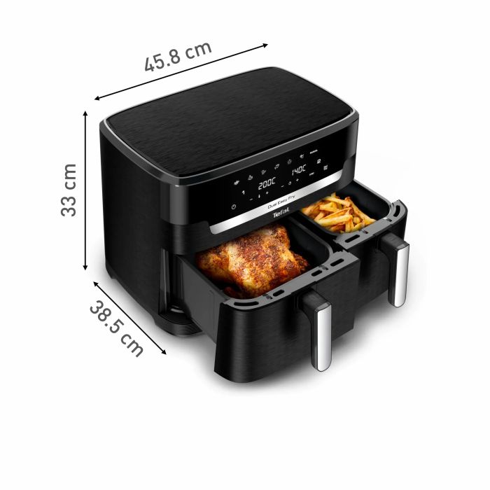 Мультипечь Tefal Dual Easy Fry XXL, 2700Вт, чаша-6.5+4.5л, сенсорное управл., 2 чаши, гриль, пластик, черный
